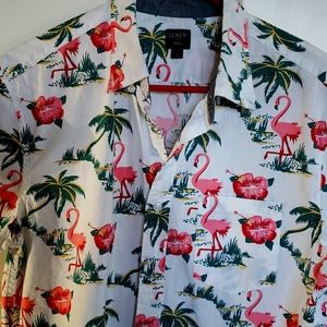 J.Crew Cottin button down Flamingo Shirt. Medium